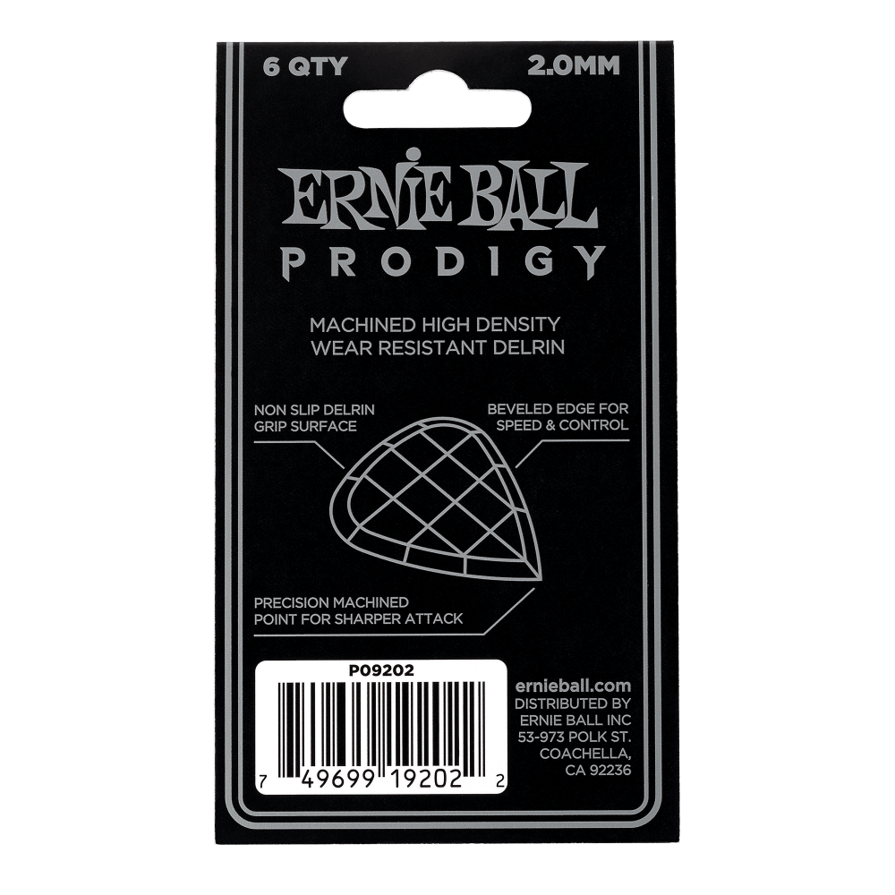 Ernie Ball P09202 Prodigy Guitar Picks - Standard 2.0MM (6 Pack) - White