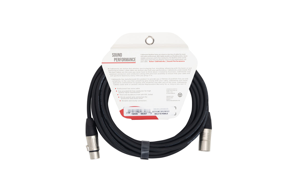 Gator GCWB-XLR-20 Microphone/Speaker Cable XLR Male to XLR Female - 20'