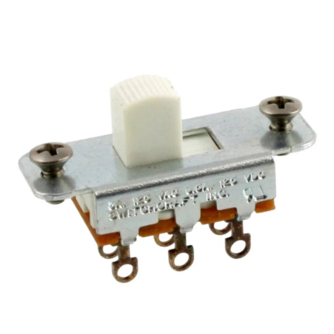 Allparts EP-0260-025 Switchcraft On-On Slide Switch for Jazzmaster and Jaguar - White