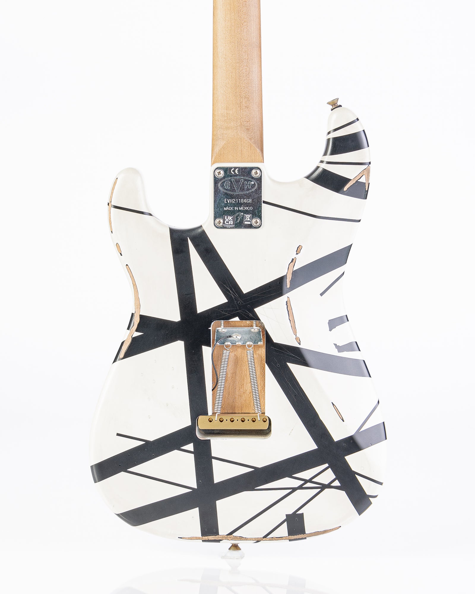 EVH Striped Series '78 Eruption with Maple Fingerboard Electric Guitar - White with Black Stripes Relic