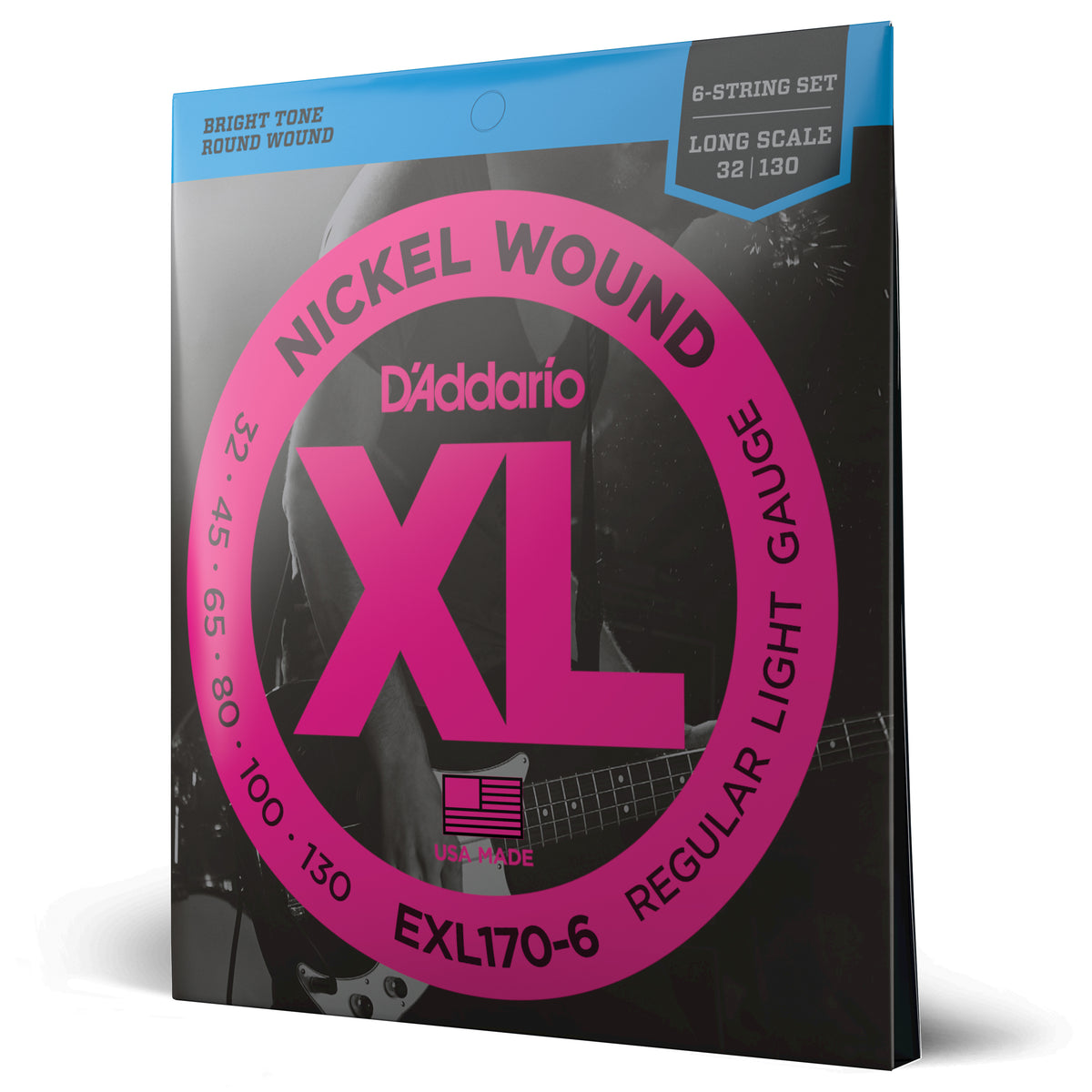 D'Addario EXL170-6 Regular Light Long Scale 6-String Bass Strings (32-130)