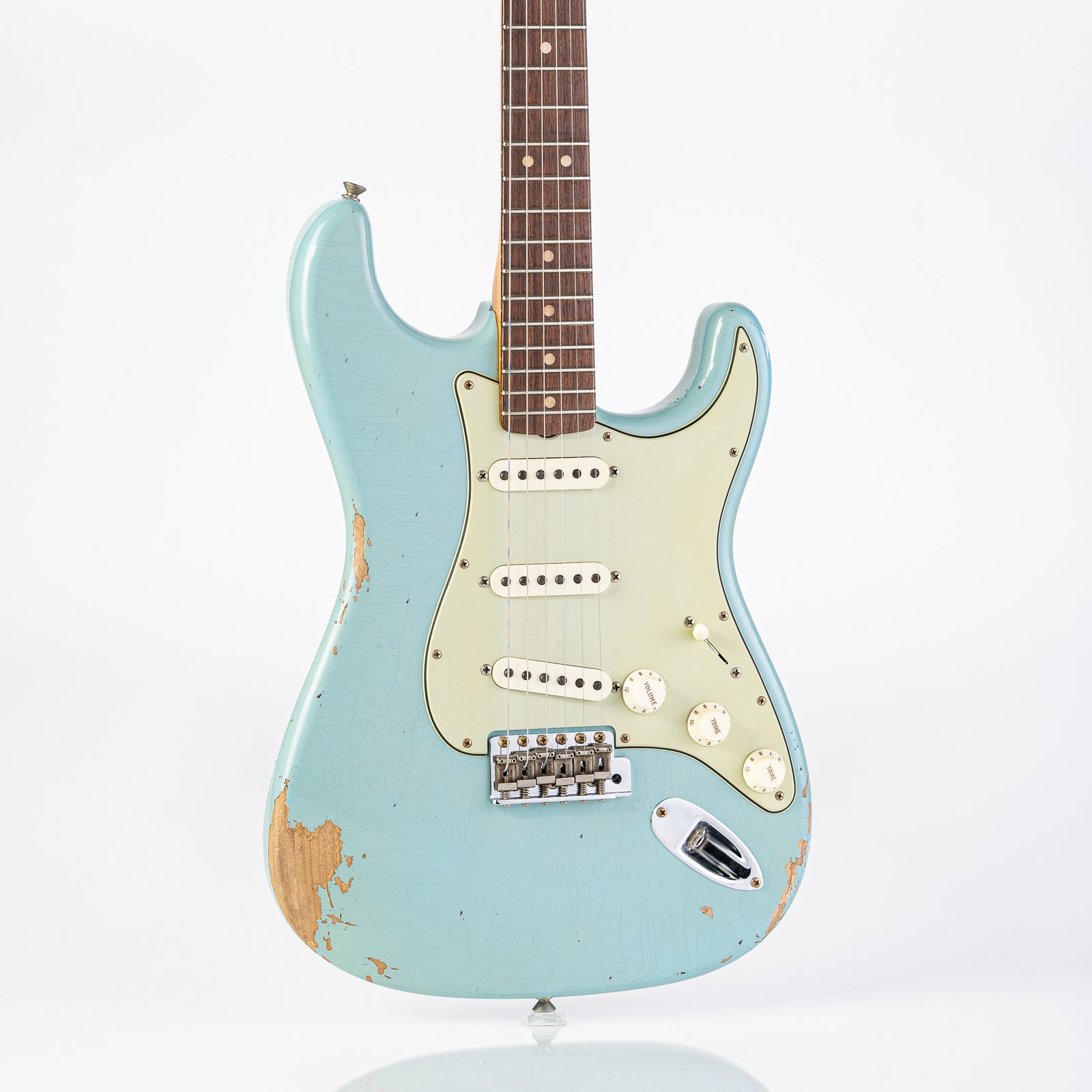 Fender Custom Shop 1963 Stratocaster Electric Guitar - Heavy Relic Faded Aged Sonic Blue
