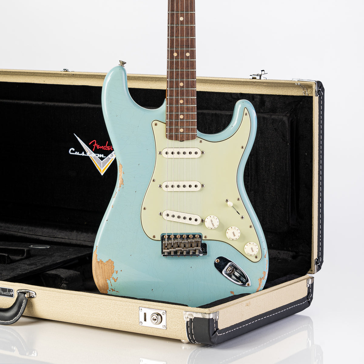 Fender Custom Shop 1963 Stratocaster Electric Guitar - Heavy Relic Faded Aged Sonic Blue