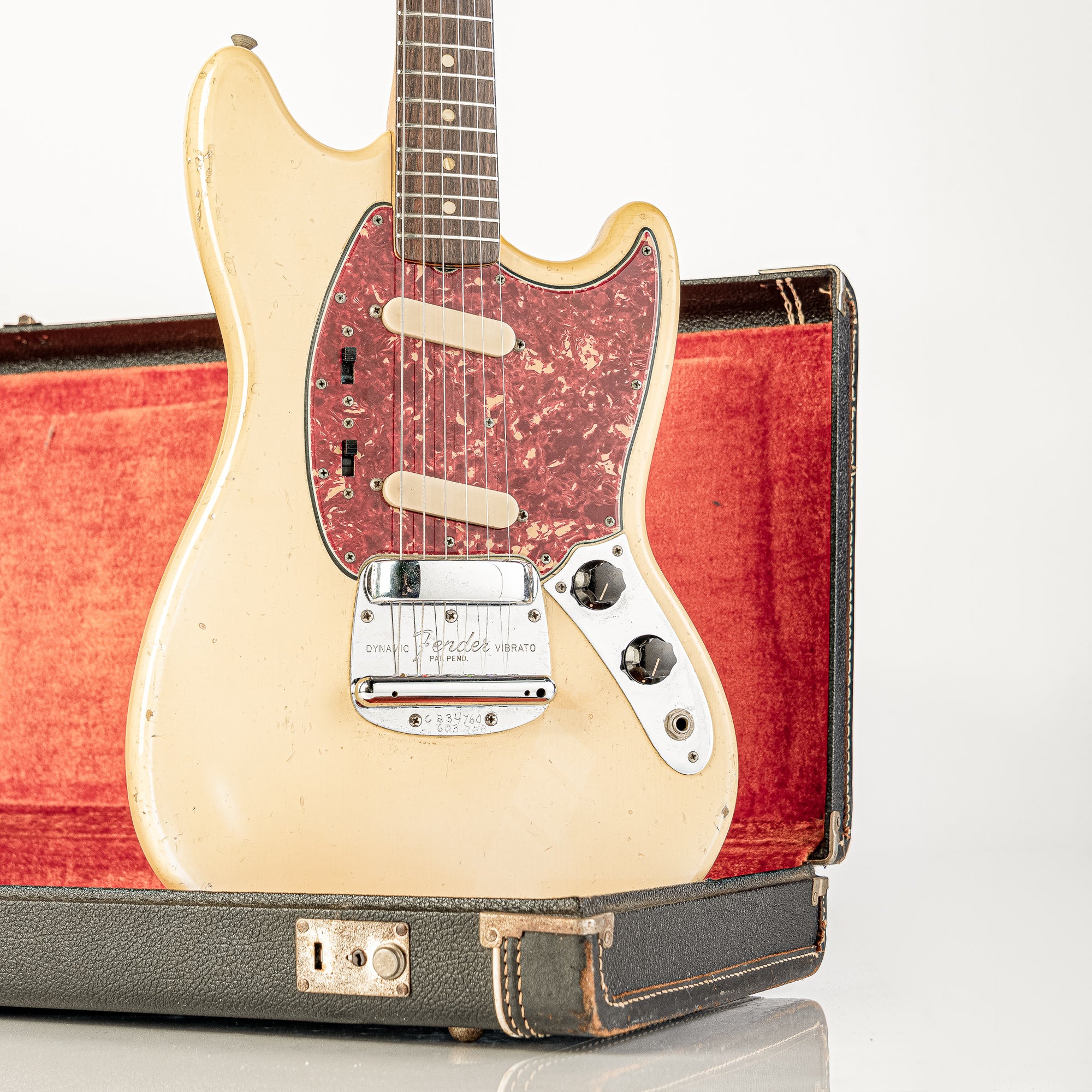 Vintage Fender Mustang 1965-1966 Electric Guitar- White with Original Hardshell Case