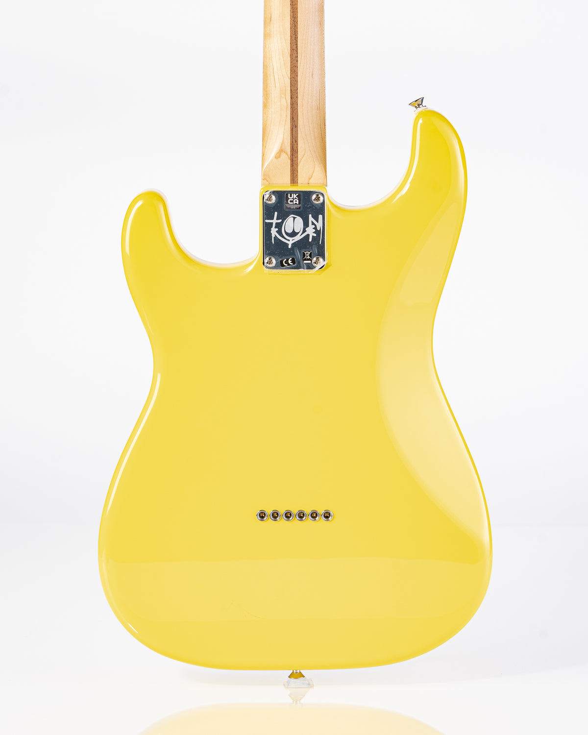 USED Fender Tom Delonge Signature Stratocaster Electric Guitar - Graffiti Yellow