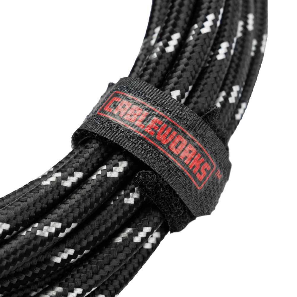 Gator GCWB-INS-10RABG Braided Instrument Cable Straight to Right Angle - 10ft, Black and Grey