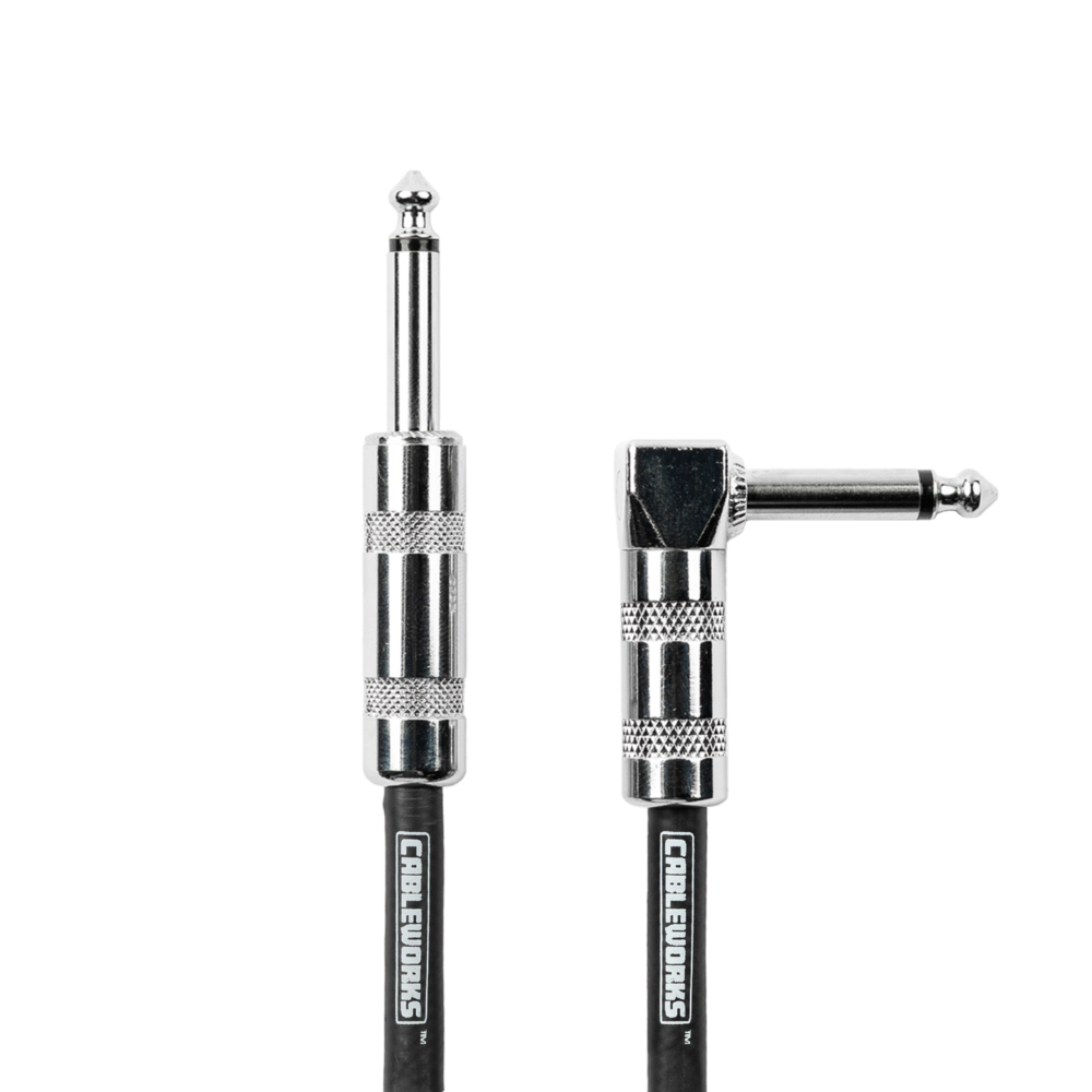 Gator GCWB-INS-20RABG Braided Instrument Cable Straight to Right Angle - 20ft, Black and Grey