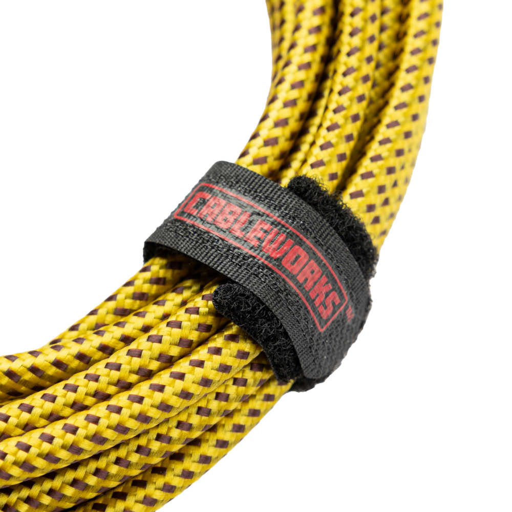Gator GCWB-INS-10RABRY Braided Instrument Cable Straight to Right Angle - 10ft, Brown and Yellow