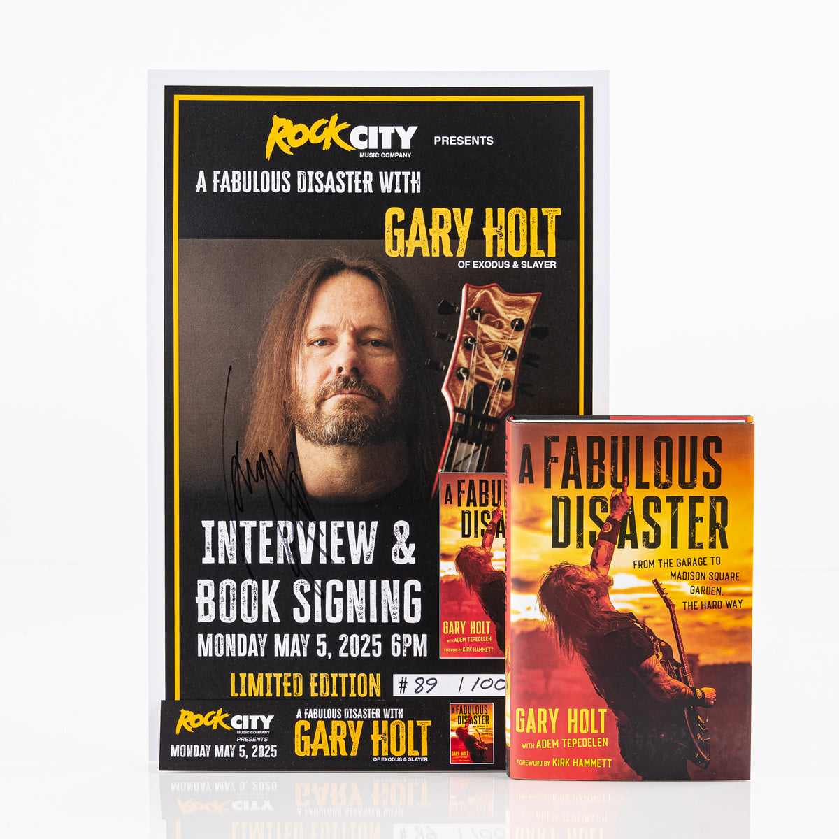 Gary Holt - A Fabulous Disaster Signed Hardcover Book with Signed Event Poster and Bookmark