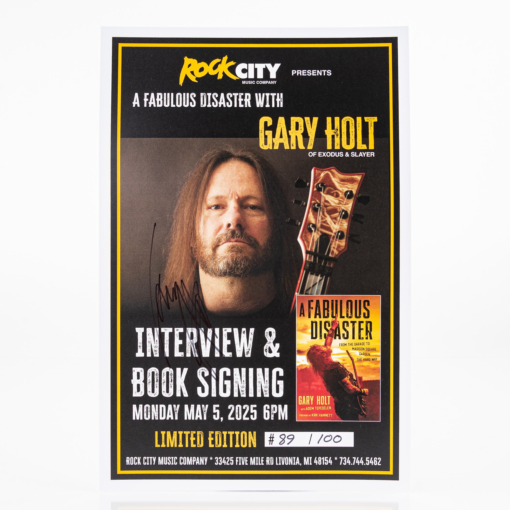 Gary Holt - A Fabulous Disaster Signed Hardcover Book with Signed Event Poster and Bookmark