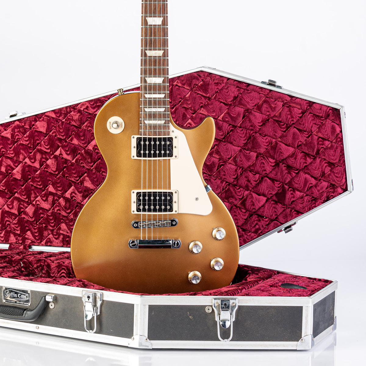 USED Gibson Les Paul Studio '50s Tribute 2016 Traditional - Satin Gold Top w/ Molded Coffin Case