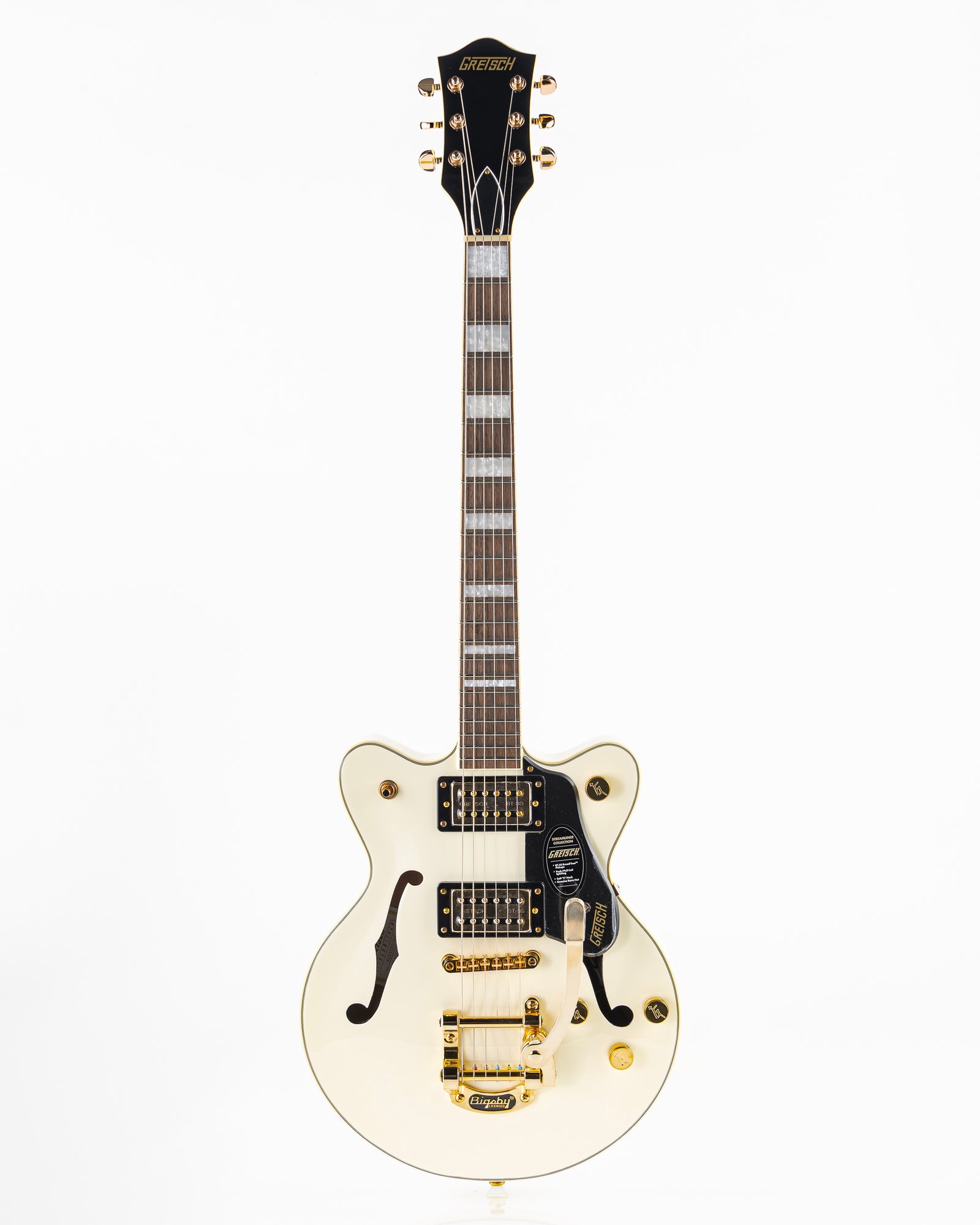 Gretsch G2655TG Streamliner Center Block Jr. Double-Cut with Bigsby Electric Guitar - Vintage White