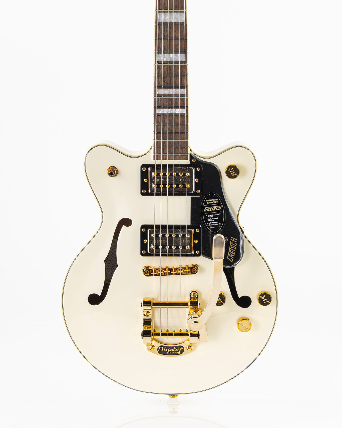 Gretsch G2655TG Streamliner Center Block Jr. Double-Cut with Bigsby Electric Guitar - Vintage White