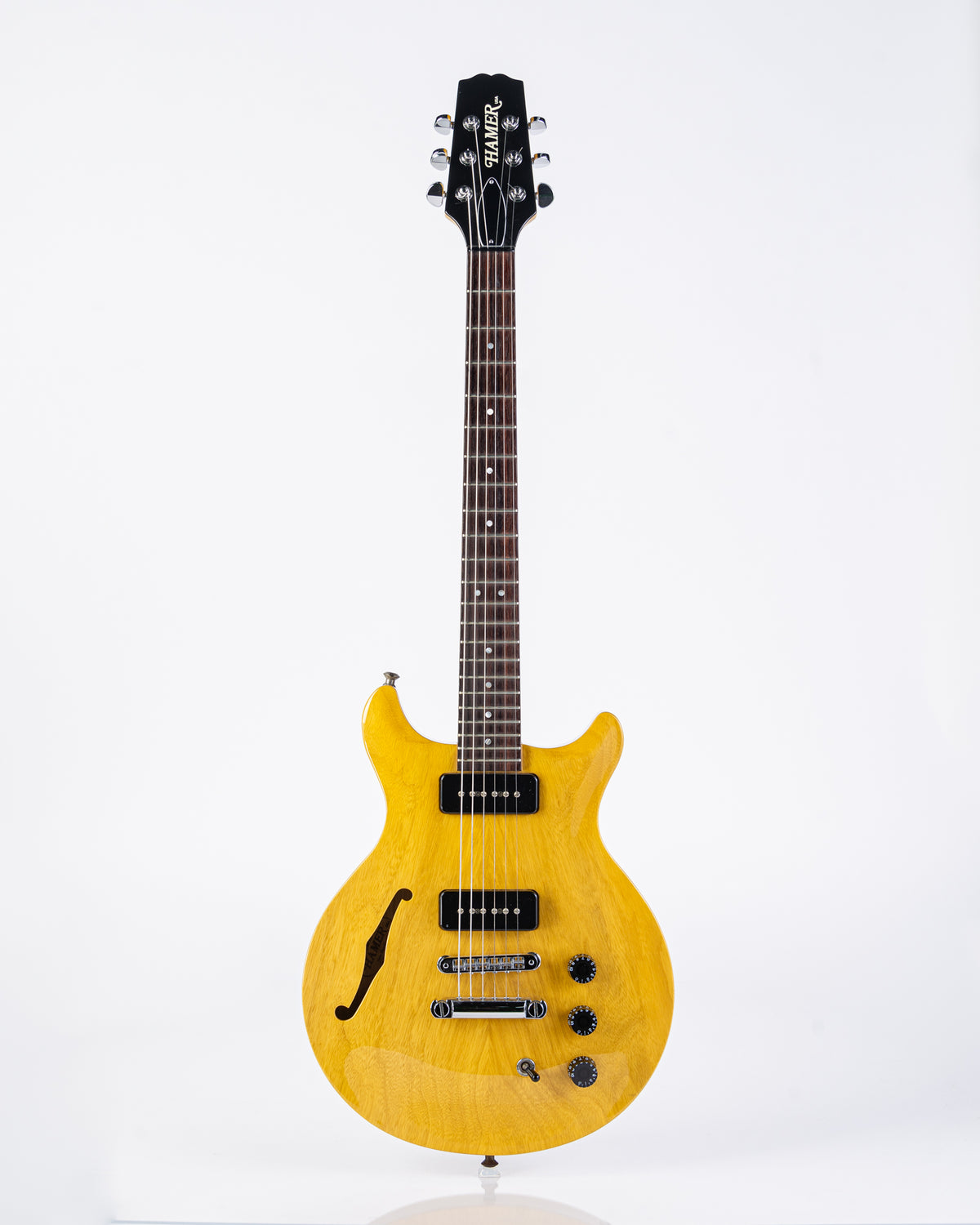 USED Hamer USA Artist Korina Semi-Hollow Double Cut TV Yellow W/OHSC