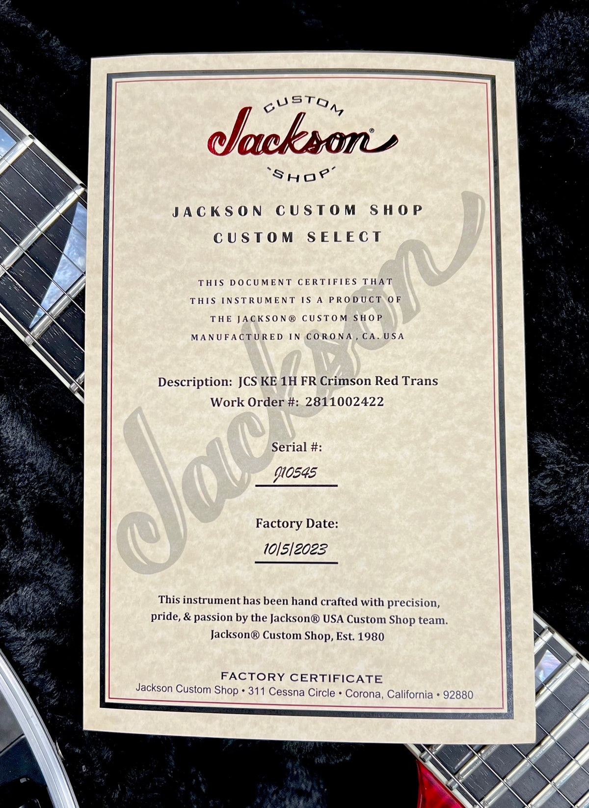 Jackson Custom Shop Kelly 1H FR Crimson Red Transparent