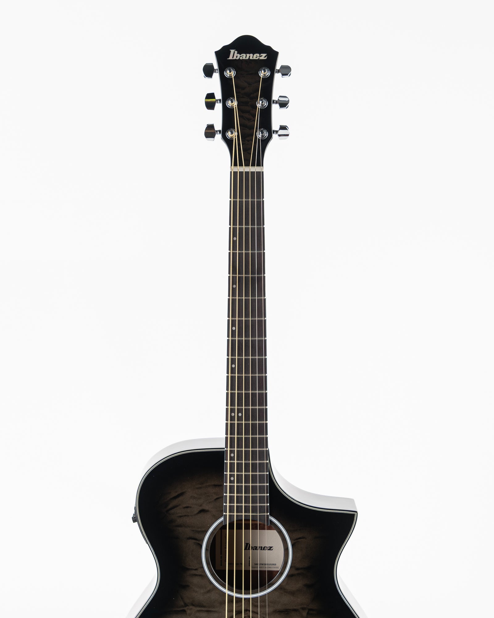 Ibanez AEWC16Q Acoustic Electric Guitar - Transparent Black Sunburst