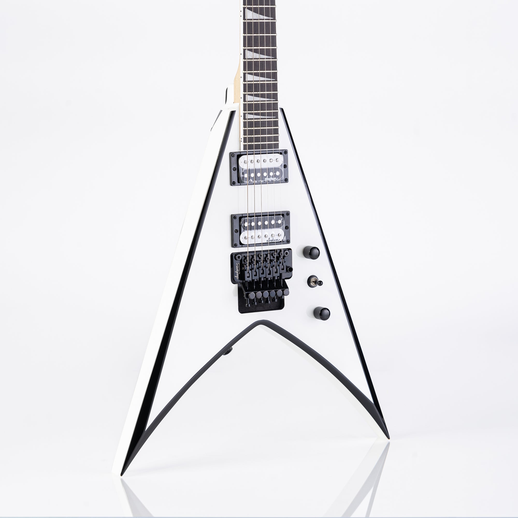 Jackson JS Series JS32 King V Electric Guitar - White With Black Bevels