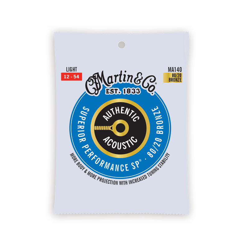 Martin MA140 Authentic Acoustic SP® 80/20 Bronze Light Acoustic Guitar Strings (12-54)