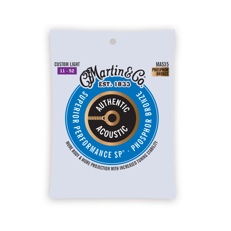 Martin MA535 Authentic Acoustic SP® Phosphor Bronze Light Acoustic Guitar Strings (11-52)