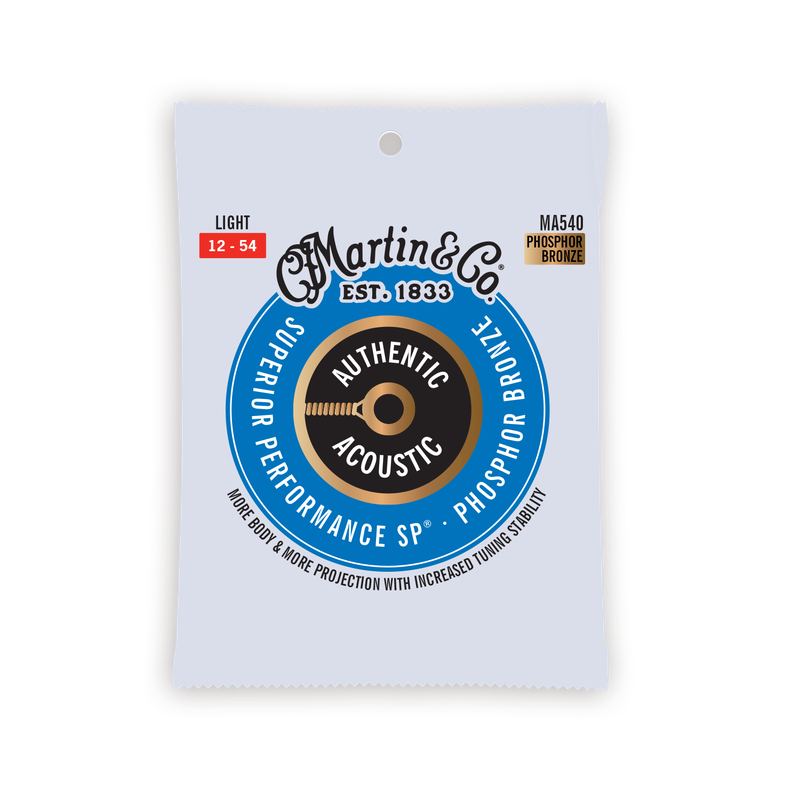 Martin MA540 Authentic Acoustic SP® Phosphor Bronze Light Acoustic Guitar Strings (12-54)