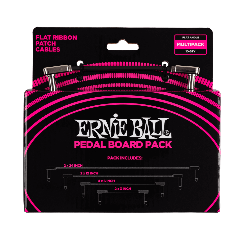 Ernie Ball Flat Ribbon Patch Cables Pedalboard Multi-Pack - Black