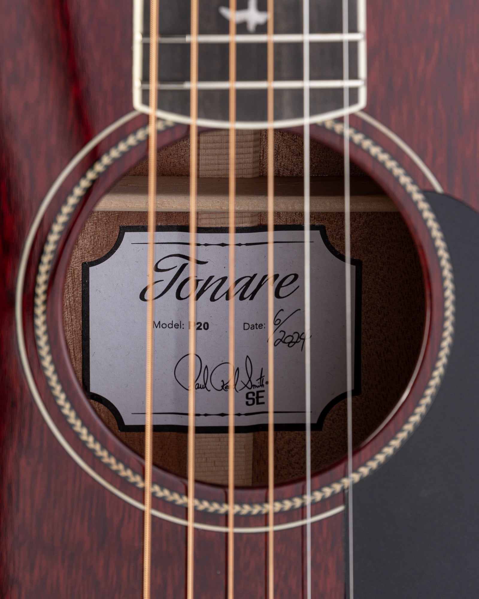 PRS SE P20E Tonare Parlor Acoustic Electric Guitar - Fire Red Burst