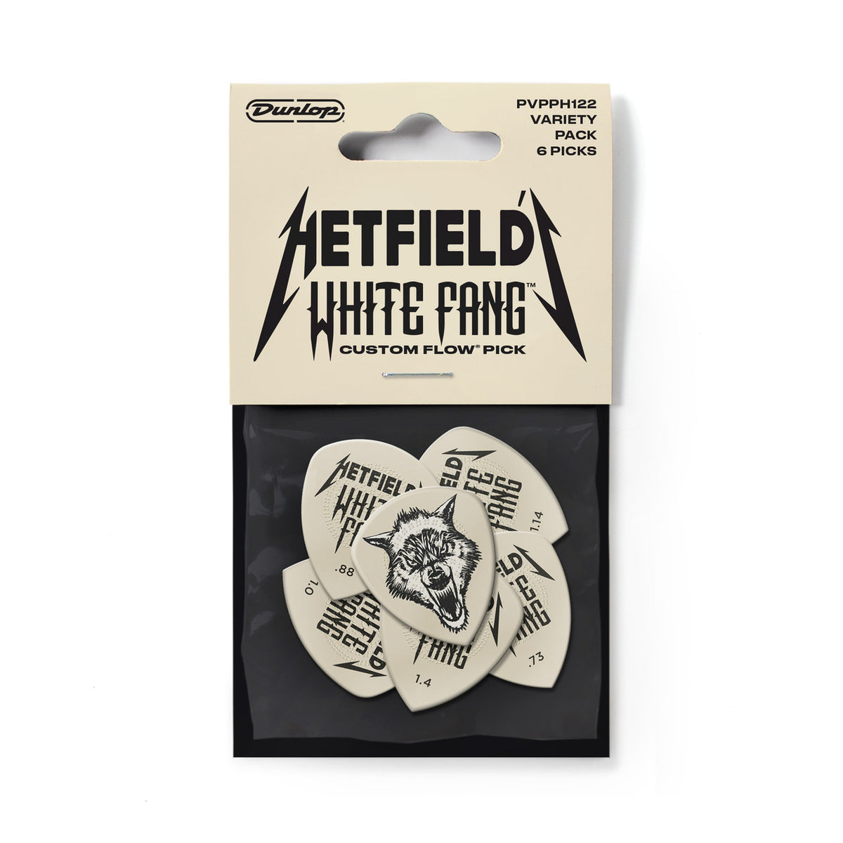 Dunlop PVPPH122 Hetfield's White Fang Custom Flow Pick Variety Pack (6 pack)