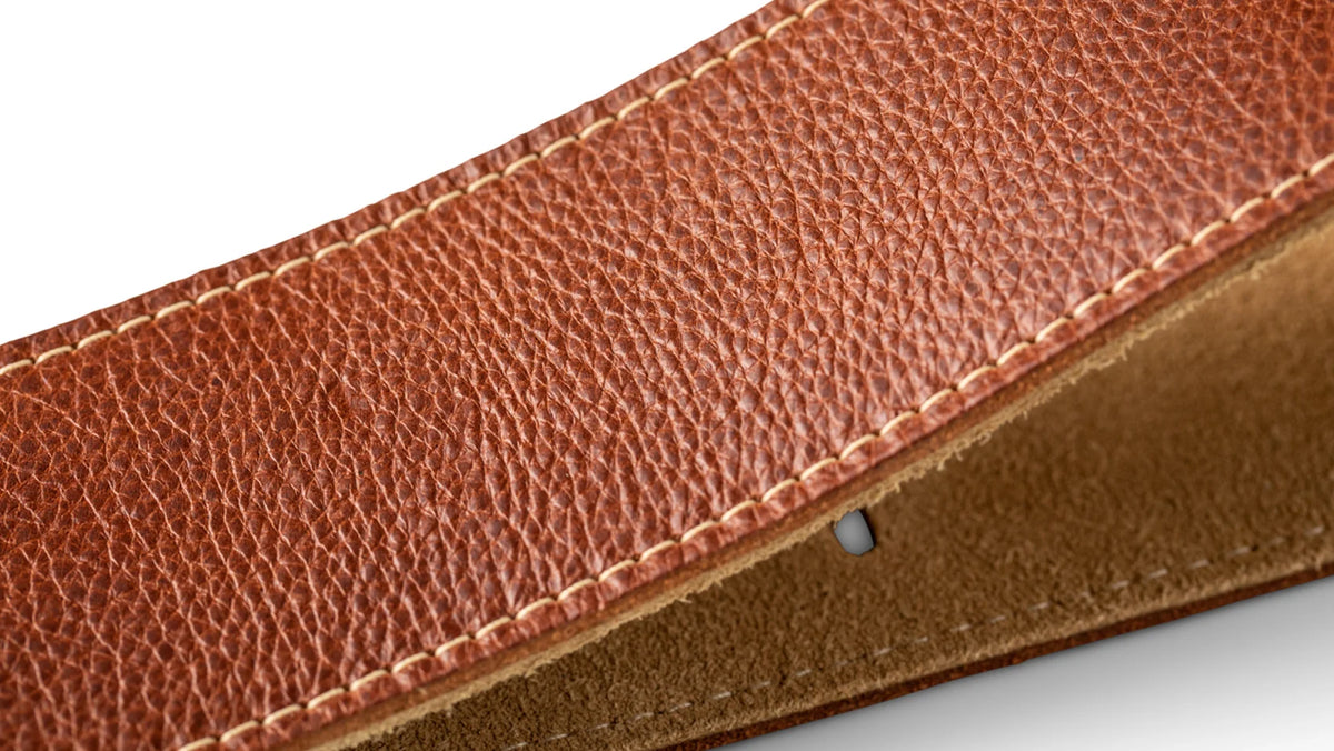 Taylor 2.5" Leather Guitar Strap - Suede Back Medium Brown