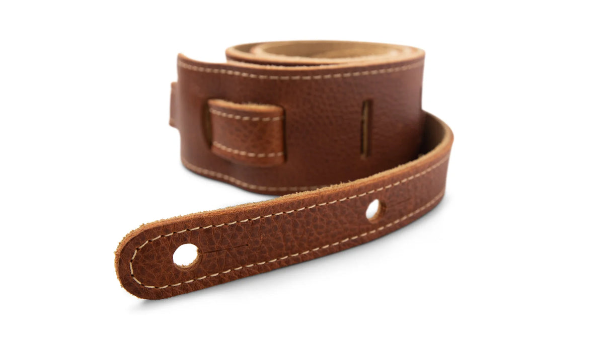 Taylor 2.5" Leather Guitar Strap - Suede Back Medium Brown