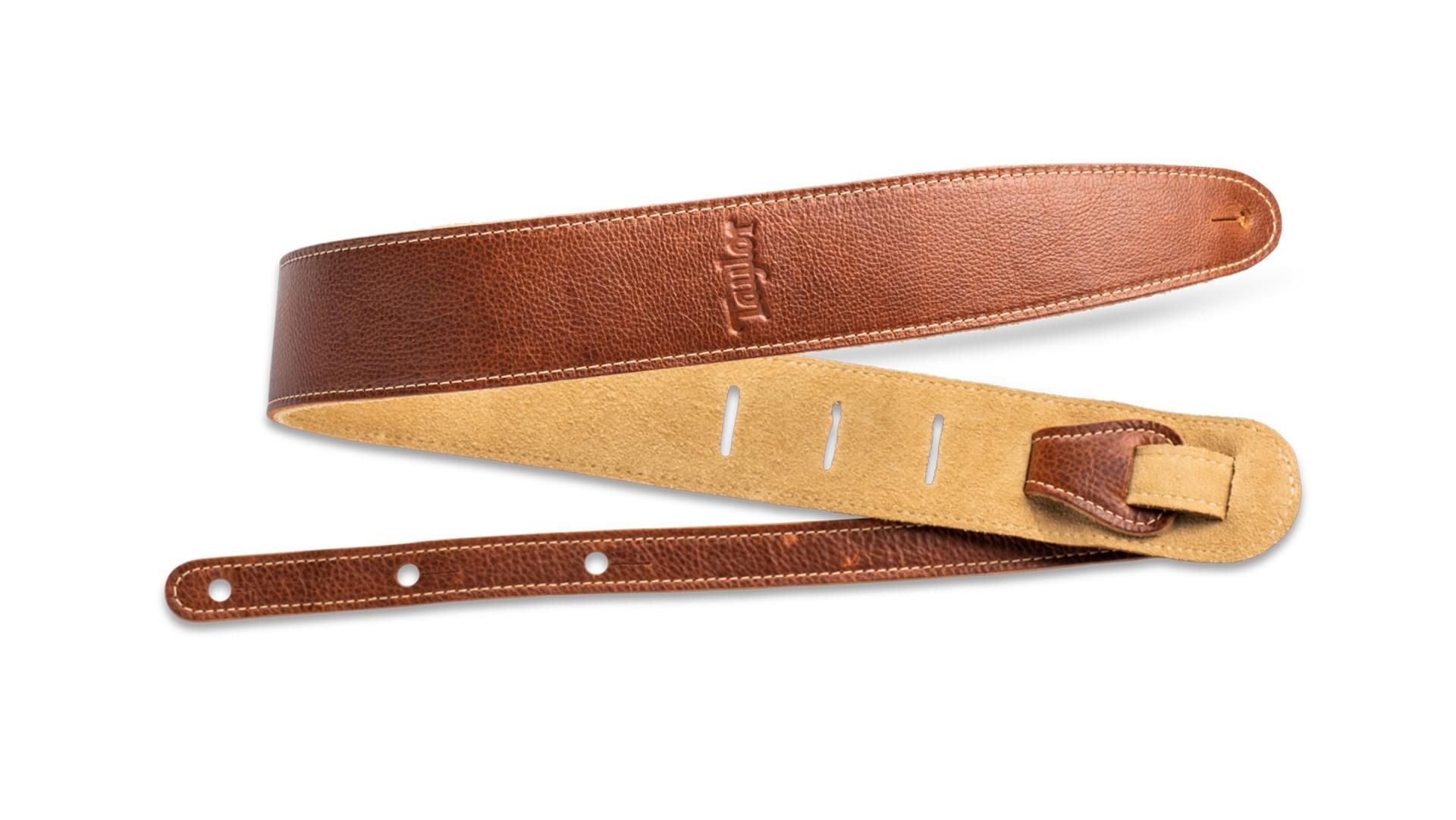 Taylor 2.5" Leather Guitar Strap - Suede Back Medium Brown