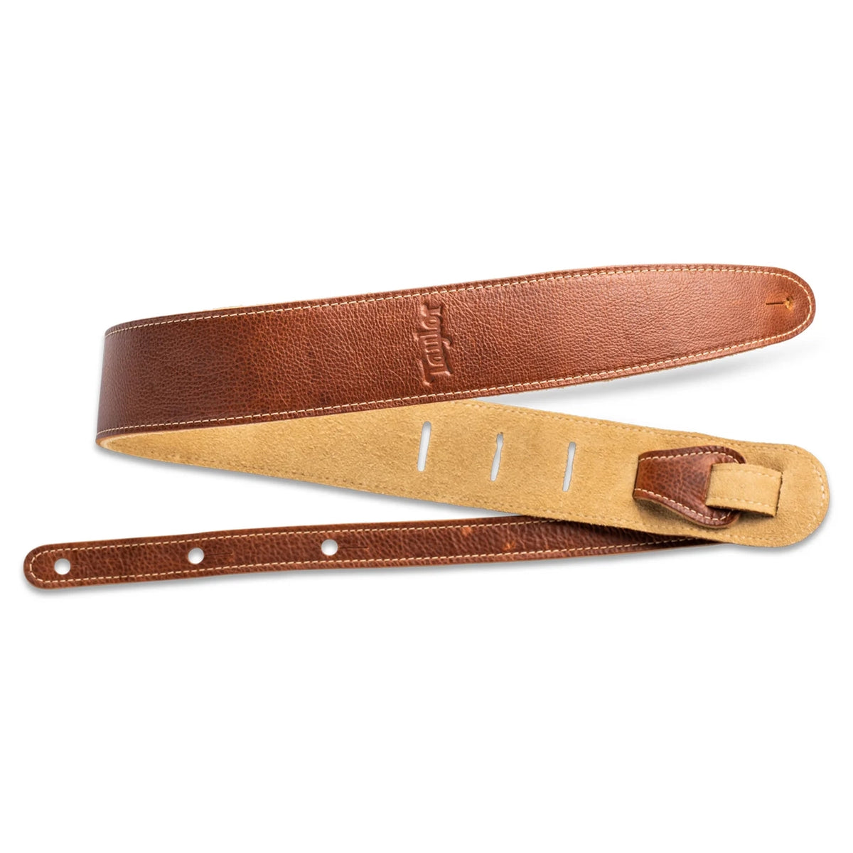 Taylor 2.5" Leather Guitar Strap - Suede Back Medium Brown
