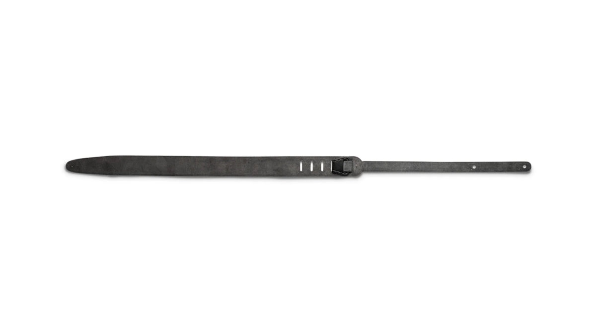 Taylor 2.5" Black Leather Guitar Strap - Black Suede Back with Silver Logo