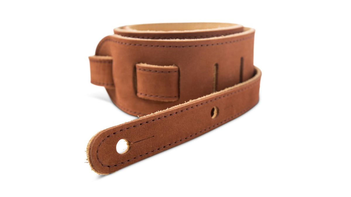 Taylor Gemstone 2.5" Sanded Leather Guitar Strap - Medium Brown
