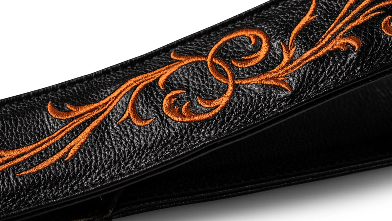 Taylor Nouveau 2.5" Embroidered Leather Guitar Strap - Black