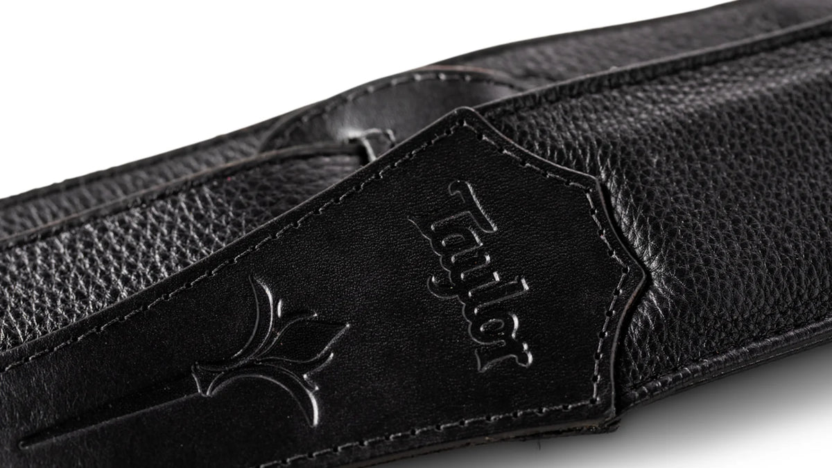 Taylor Nouveau 2.5" Embroidered Leather Guitar Strap - Black