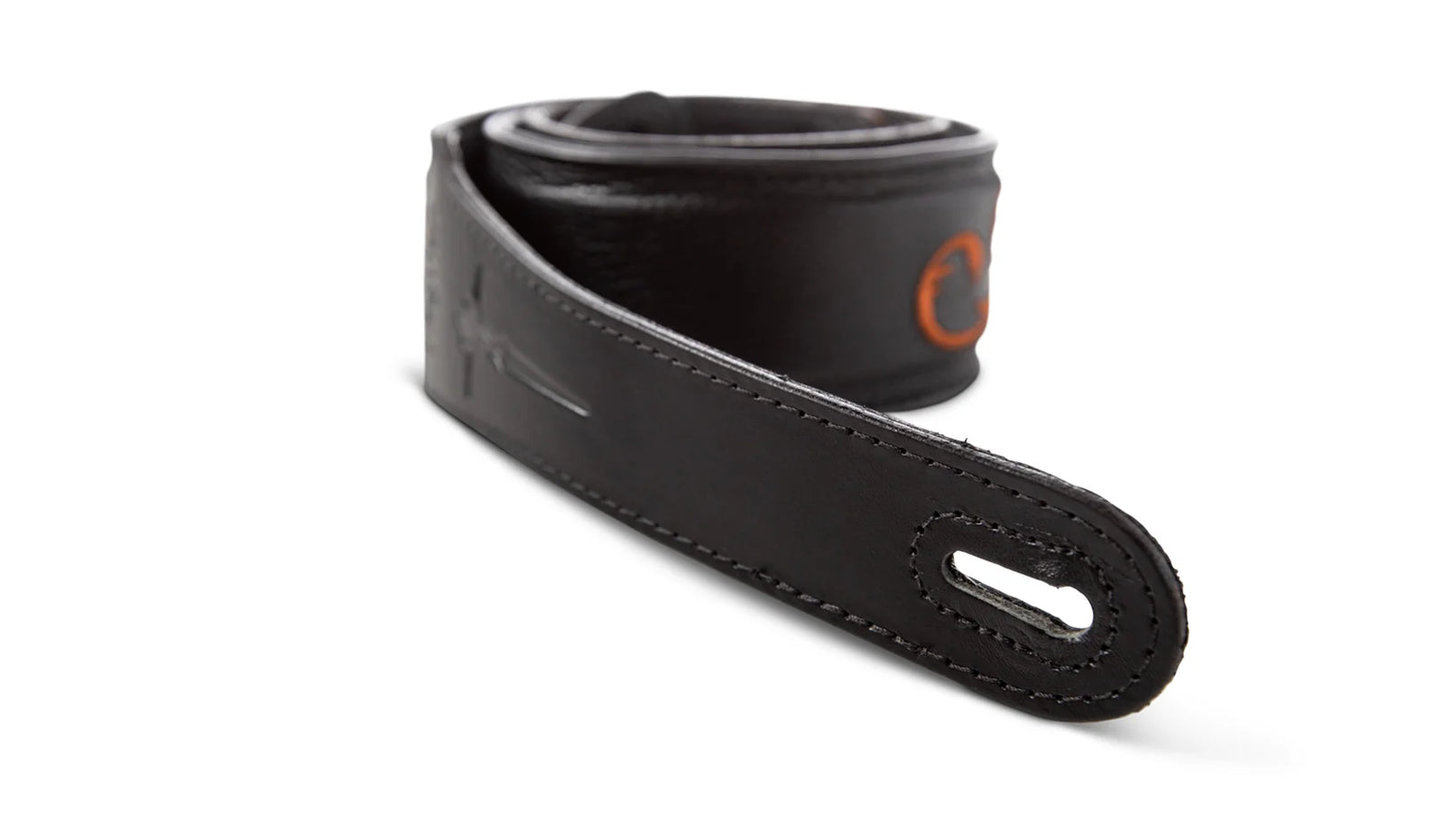 Taylor Nouveau 2.5" Embroidered Leather Guitar Strap - Black
