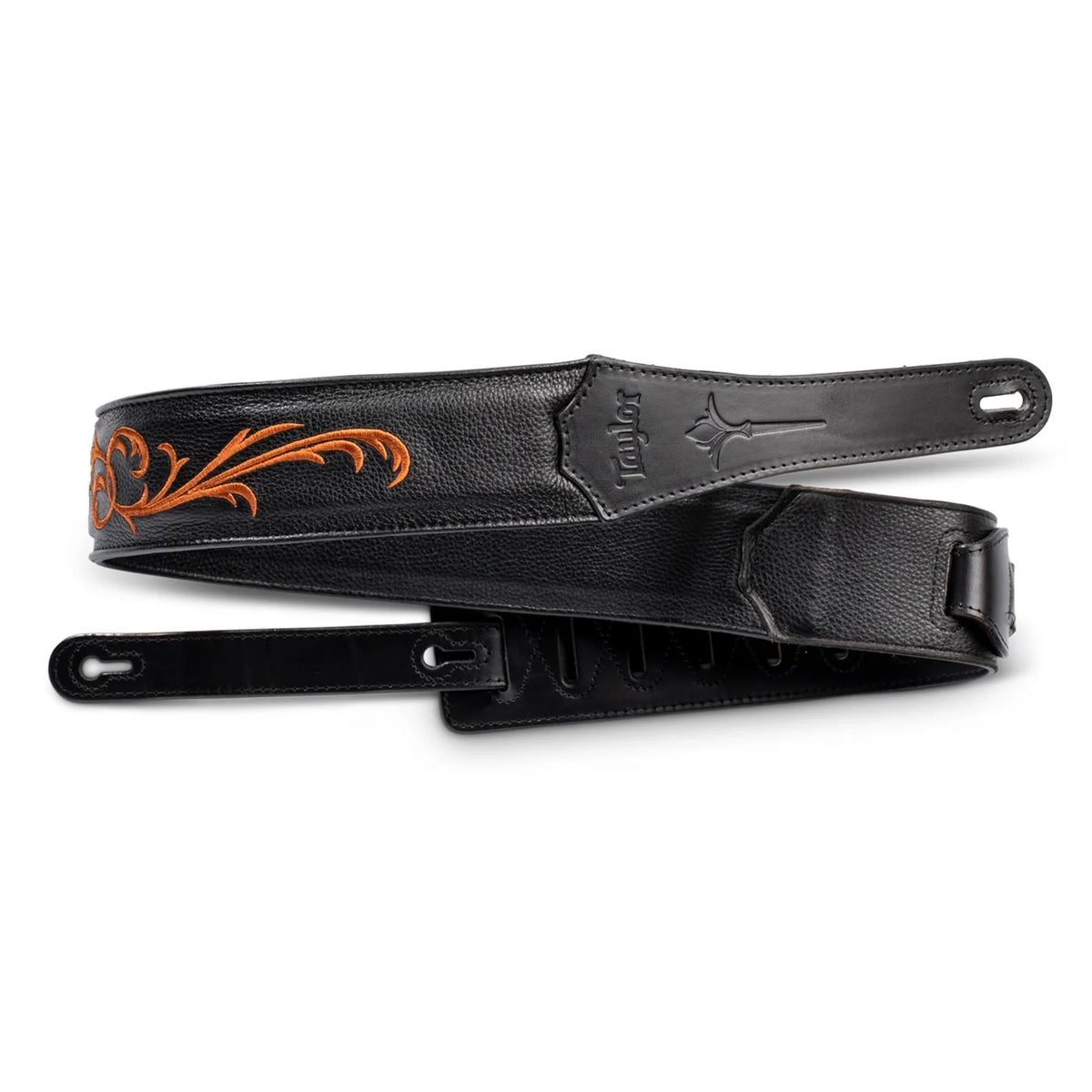 Taylor Nouveau 2.5" Embroidered Leather Guitar Strap - Black