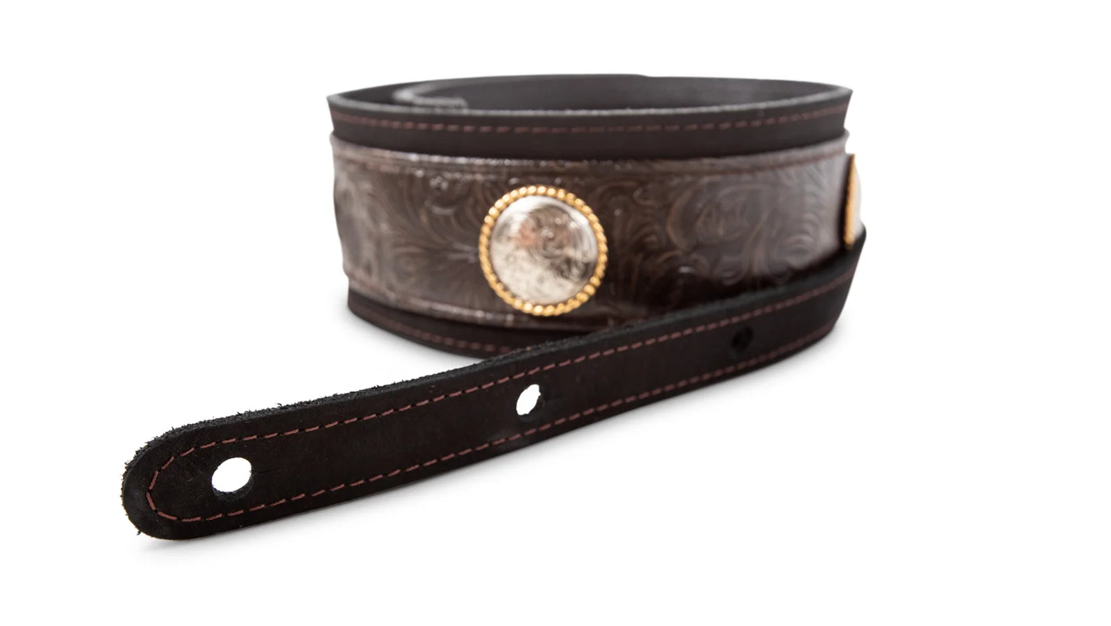 Taylor Grand Pacific 3" Nickel Concho Leather Strap - Brown