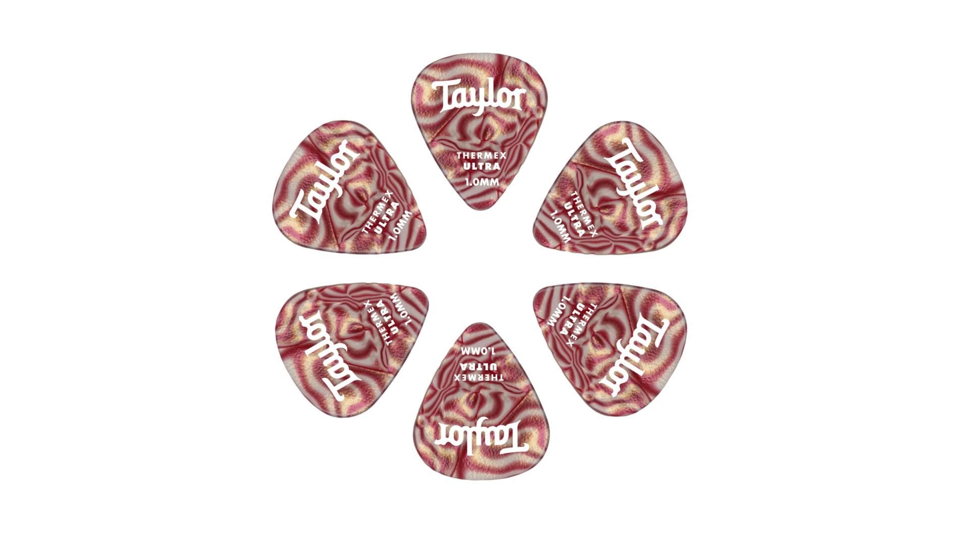 Taylor Premium 351 Thermex Ultra Guitar Picks, Ruby Swirl, 6-Pack 1.00mm