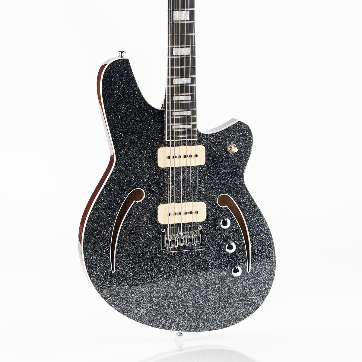 Reverend Bolt-On Series Airwave 12 Semi-Hollow Electric Guitar - Black Sparkle