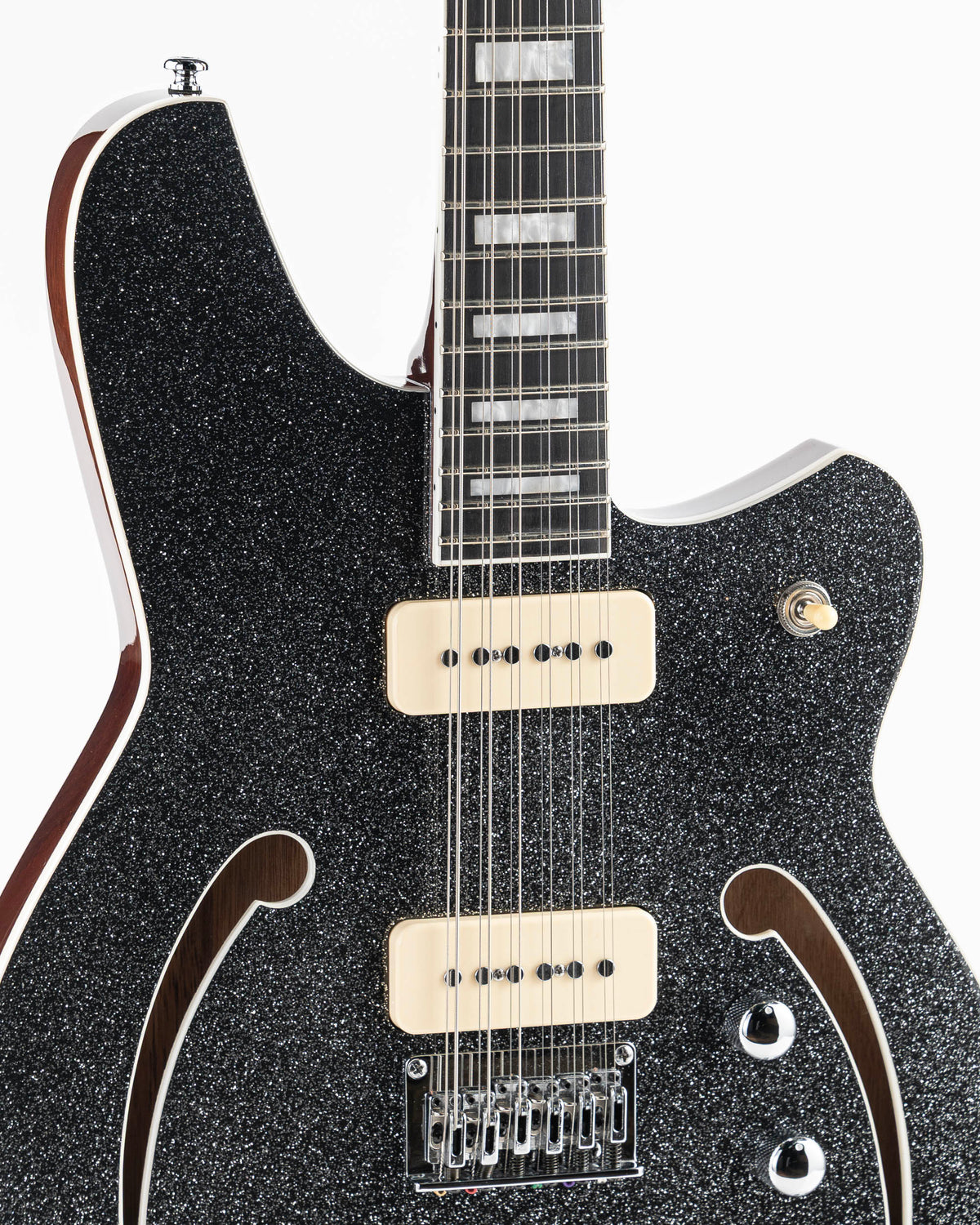 Reverend Bolt-On Series Airwave 12 Semi-Hollow Electric Guitar - Black Sparkle