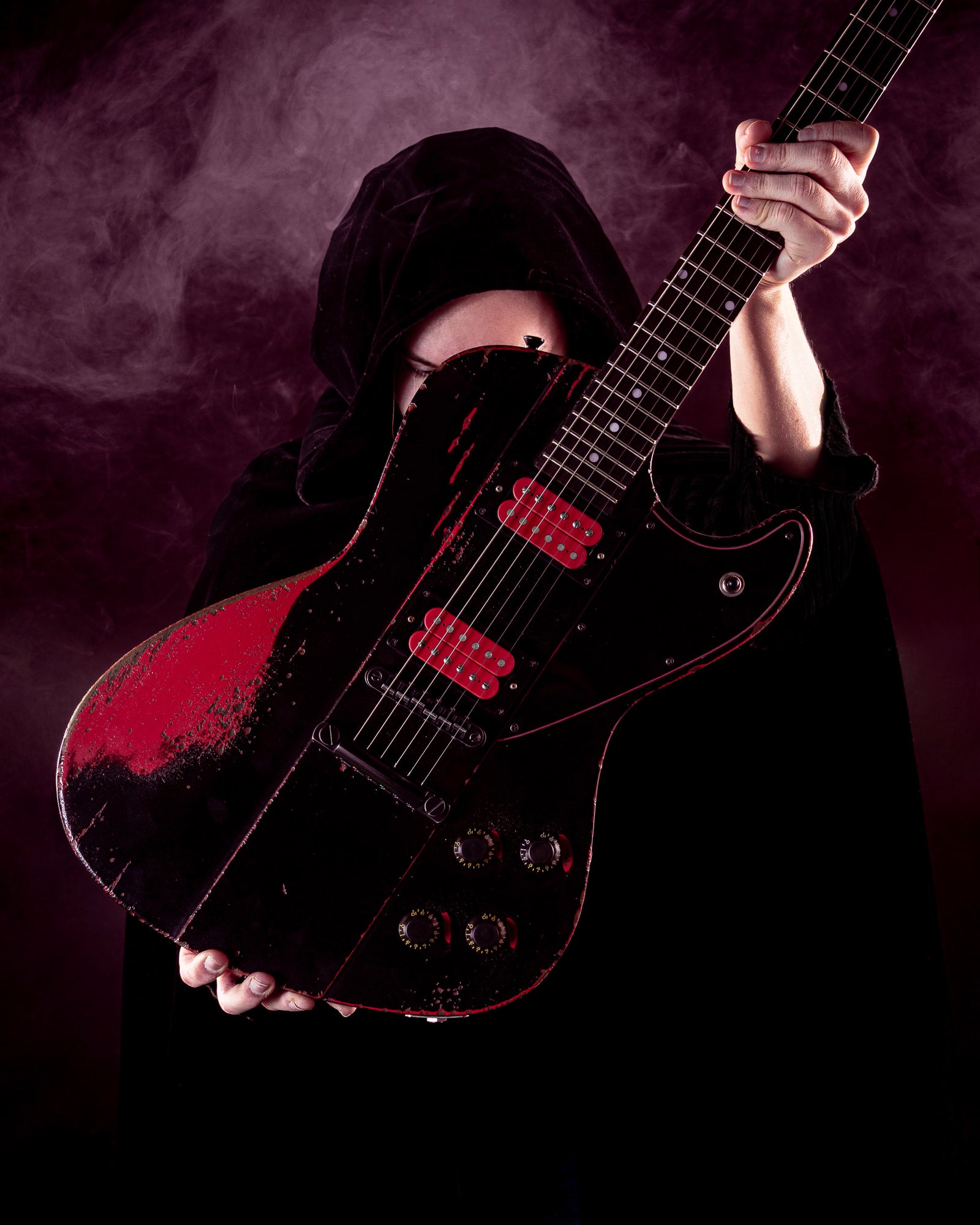 Rock N' Roll Relics Revenge "Lucifer" Electric Guitar - Black Over Dakota Red