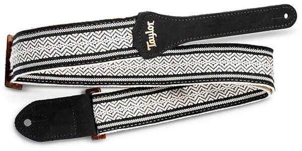 Taylor Academy Strap - Wht/Blk Jacquard Cotton 2"