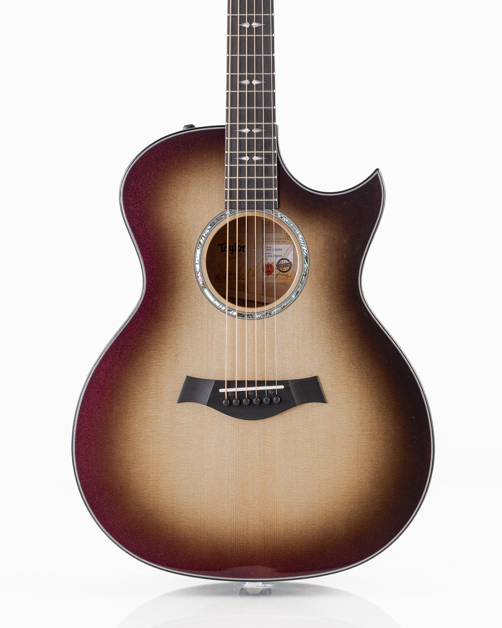 Taylor 2025 Catch Custom #26 Limited Edition C14ce Grand Auditorium Acoustic Electric Guitar - Cranberry Silver Supernova