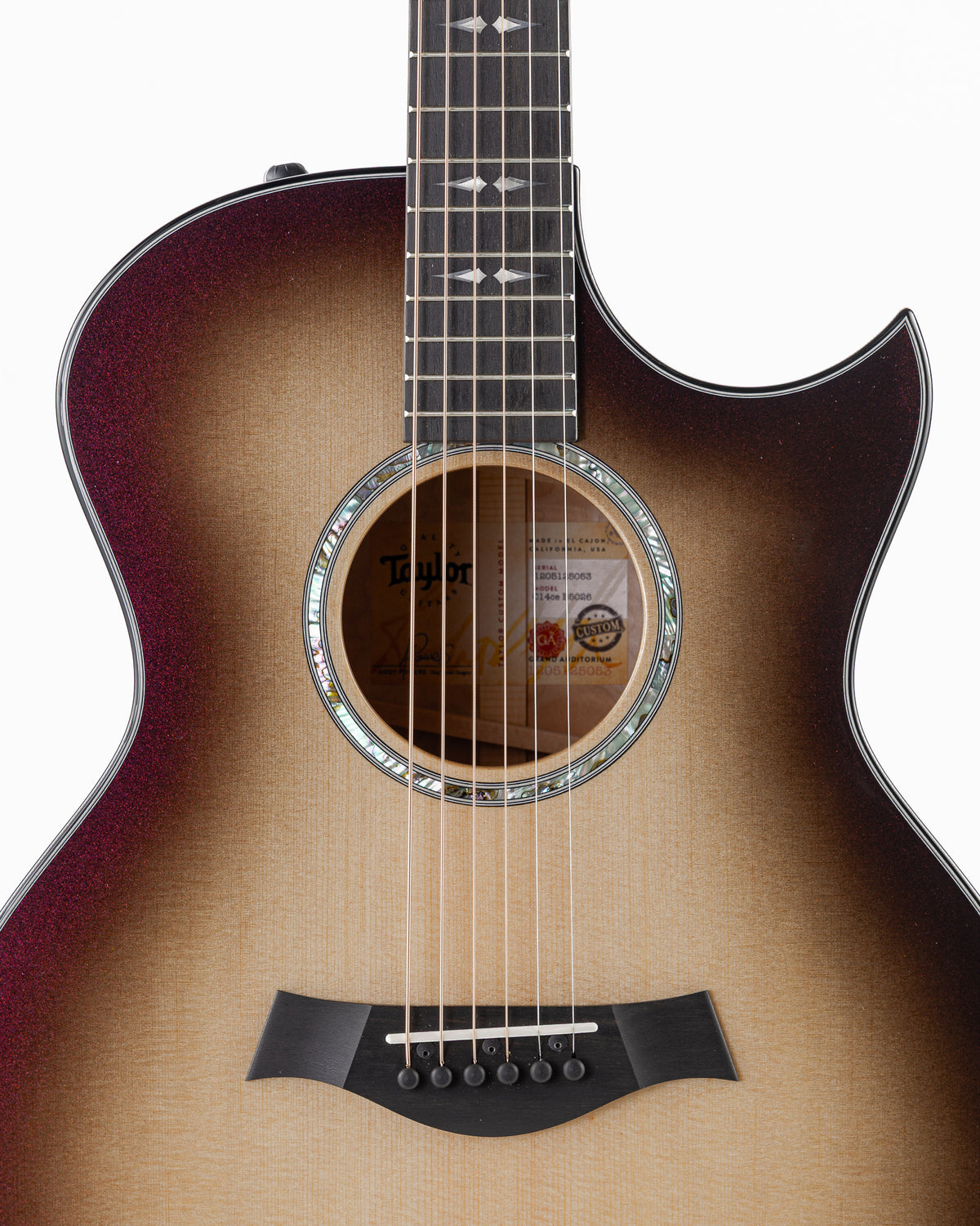 Taylor 2025 Catch Custom #26 Limited Edition C14ce Grand Auditorium Acoustic Electric Guitar - Cranberry Silver Supernova