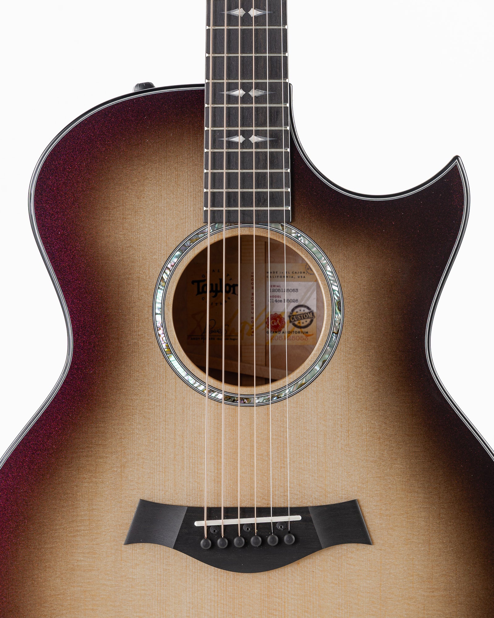 Taylor 2025 Catch Custom #26 Limited Edition C14ce Grand Auditorium Acoustic Electric Guitar - Cranberry Silver Supernova