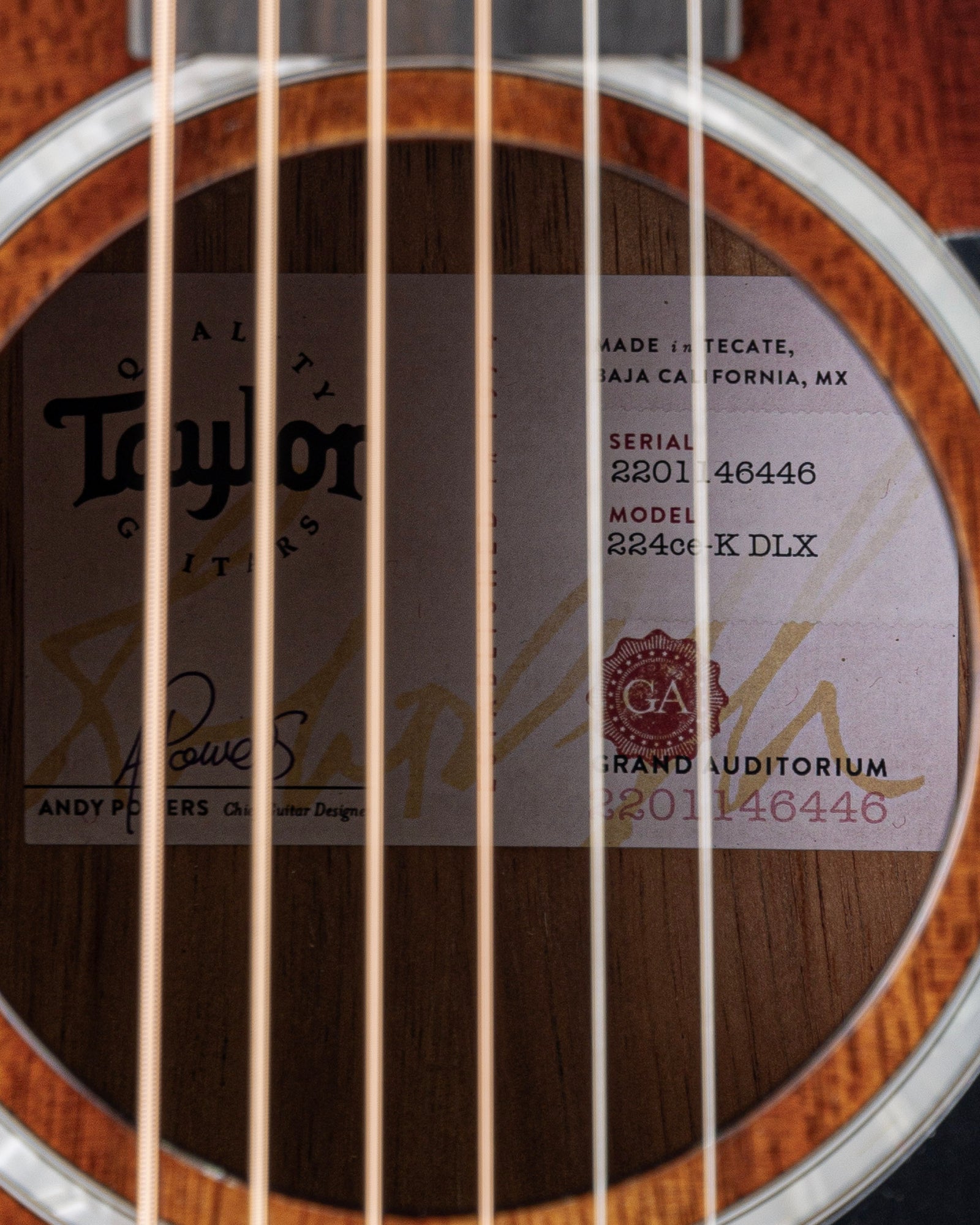 Taylor 224ce-K DLX Grand Auditorium Acoustic Electric Guitar- Hawaiian Koa