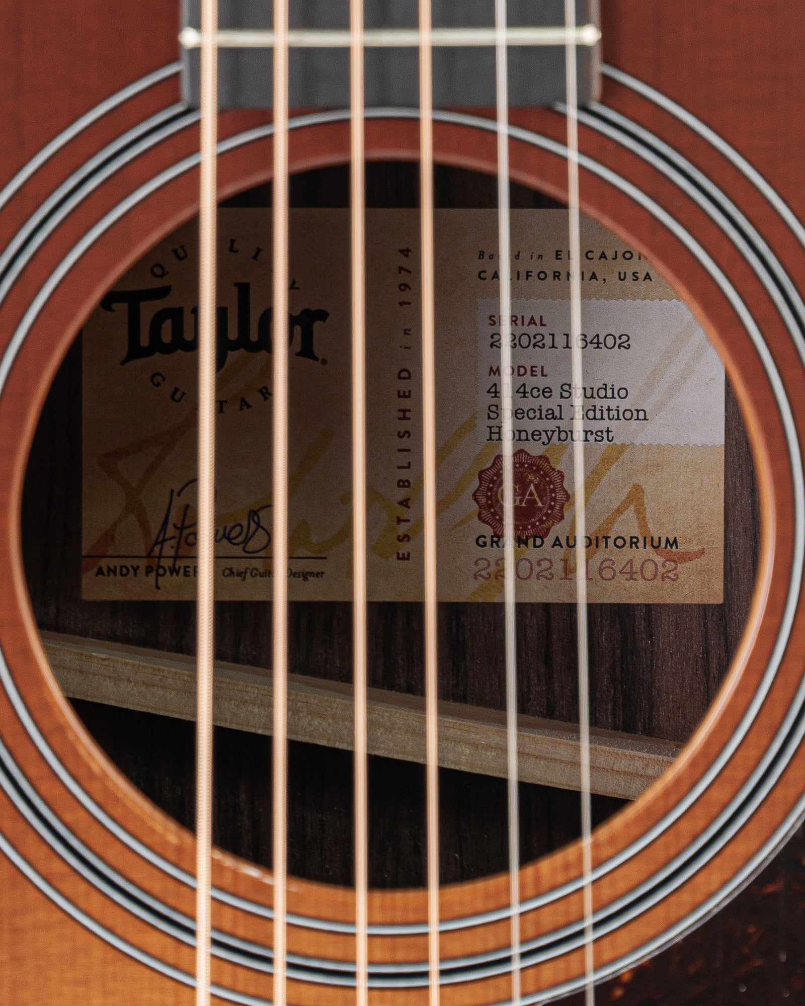 Taylor 414ce Studio Special Edition Grand Auditorium Acoustic Electric Guitar - Honeyburst