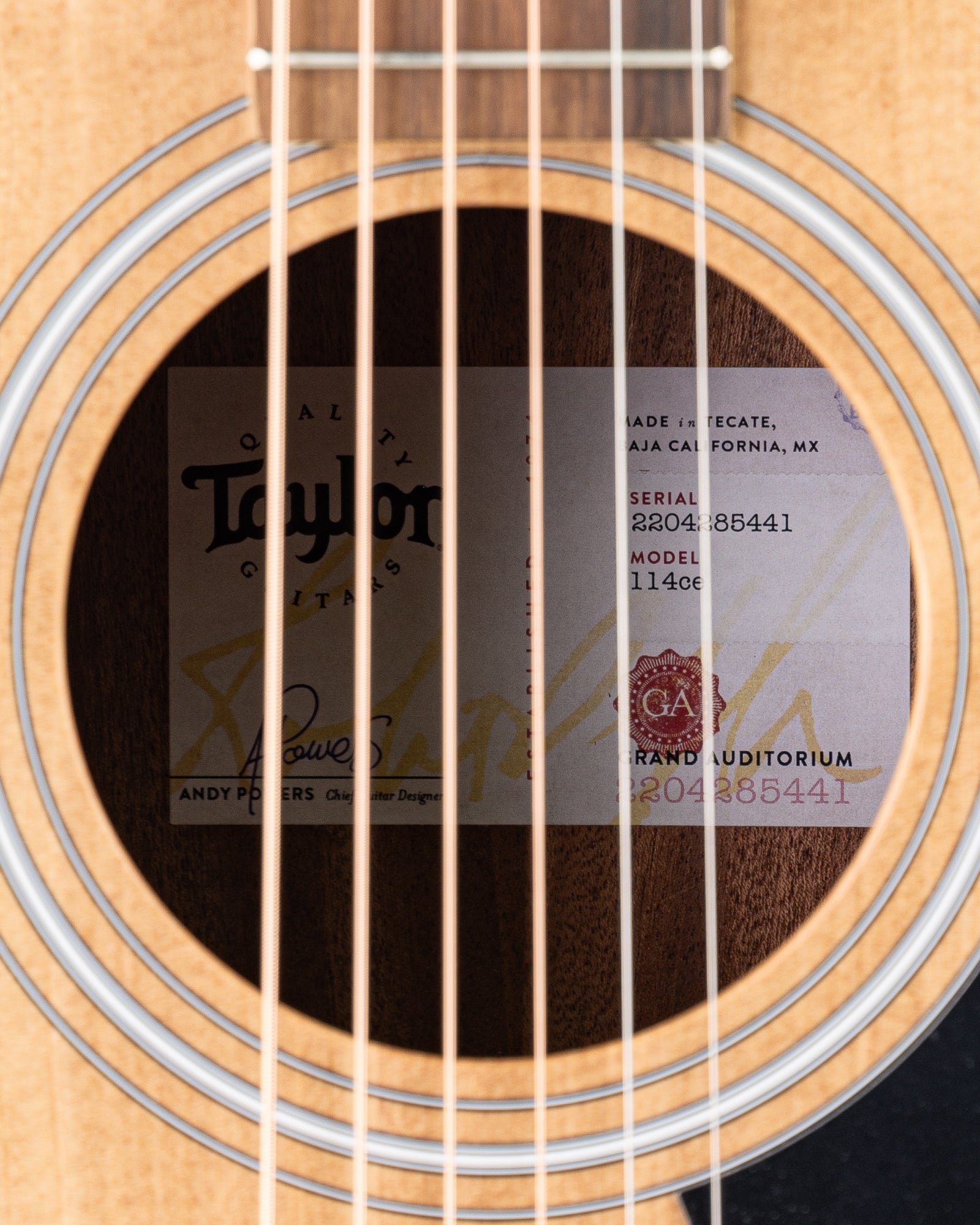 Taylor 114ce-S Grand Auditorium Acoustic-Electric Guitar- Natural with Gig Bag