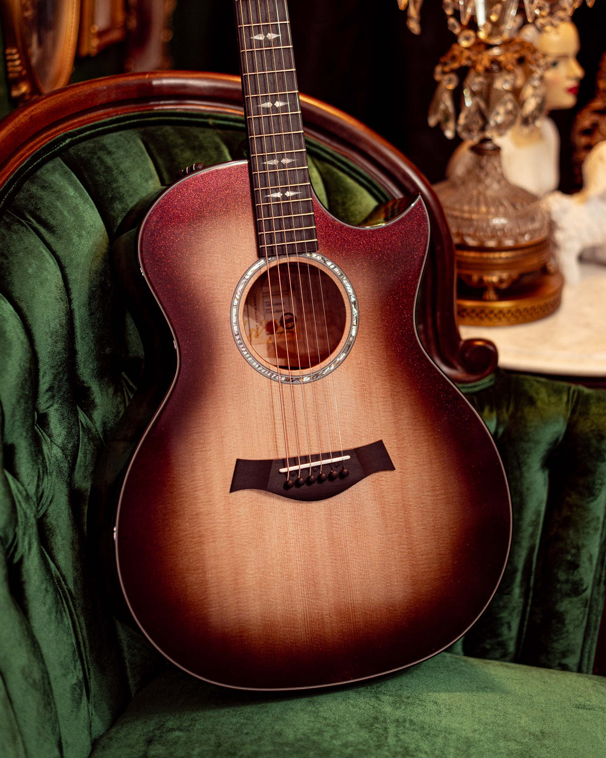 Taylor 2025 Catch Custom #26 Limited Edition C14ce Grand Auditorium Acoustic Electric Guitar - Cranberry Silver Supernova